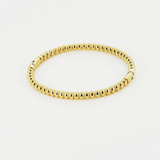 Bracelet jonc Dots ZAG acier inoxydable doré perles rondes bracelet femme Divinity Sète