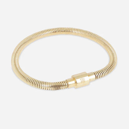 Bracelet jonc Elena ZAG acier inoxydable argenté doré bicolore bracelet tube strié tendance femme Divinity Sète
