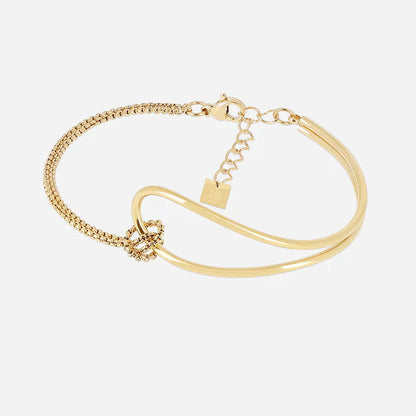 Bracelet jonc Hibari chaîne et anneau doré femme élégant Divinity Sète