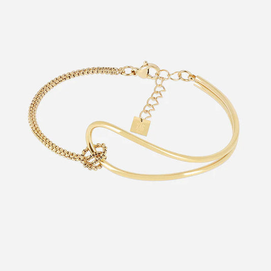Bracelet jonc Hibari chaîne et anneau doré femme élégant Divinity Sète