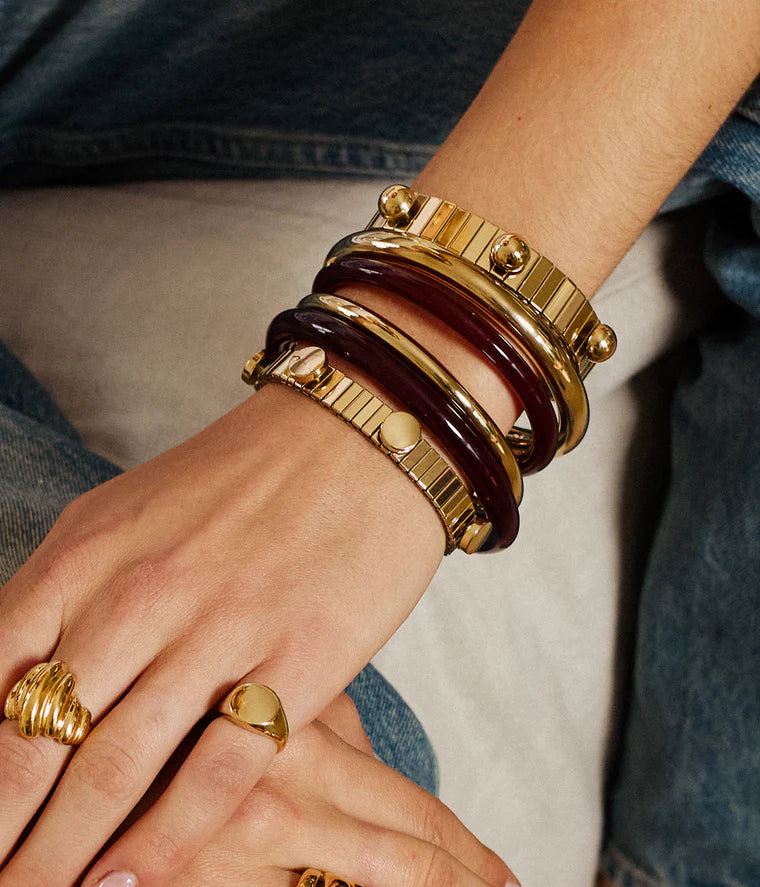 Bracelet jonc Ifana acier extensible doré ou argent femme tendance Divinity Sète