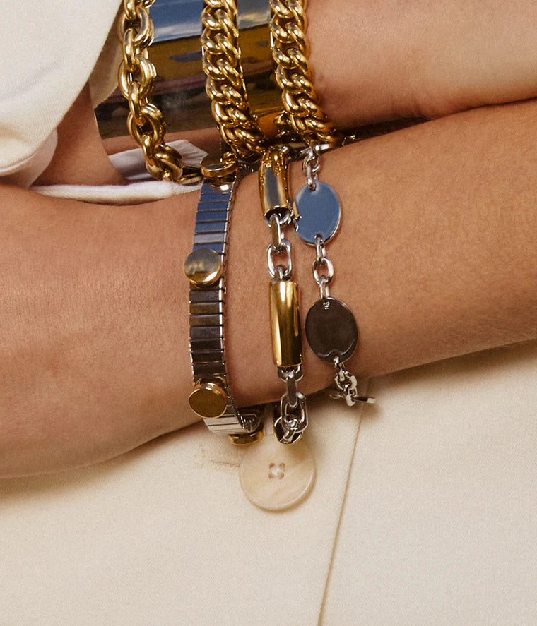 Bracelet jonc Ifana acier extensible doré ou argent femme tendance Divinity Sète