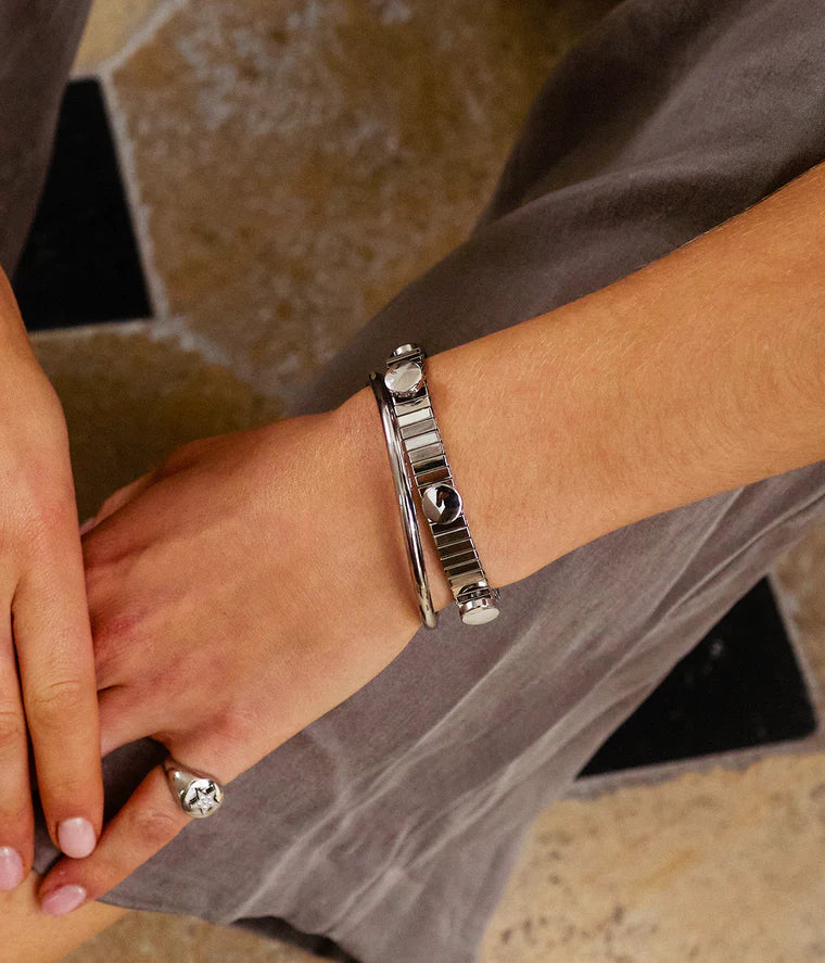 Bracelet jonc Ifana acier extensible doré ou argent femme tendance Divinity Sète