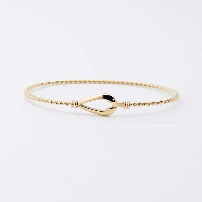 Bracelet jonc Kendall ZAG acier inoxydable doré bracelet fin torsadé fermoir design femme Divinity Sète