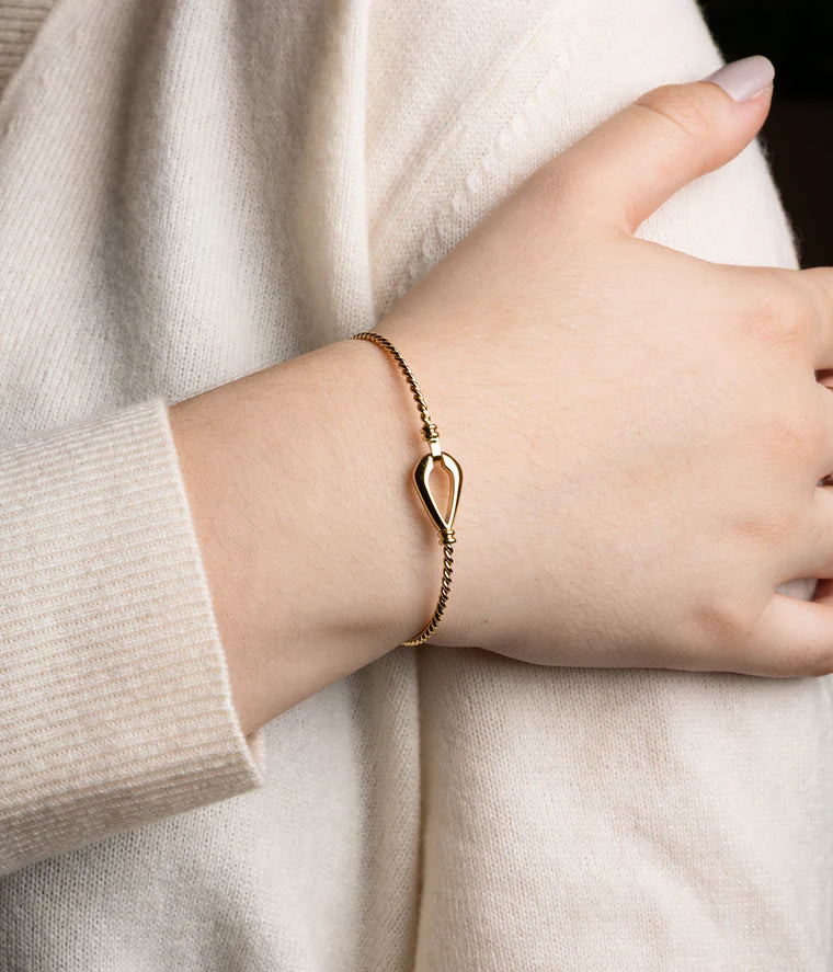Bracelet jonc Kendall ZAG acier inoxydable doré bracelet fin torsadé fermoir design femme Divinity Sète