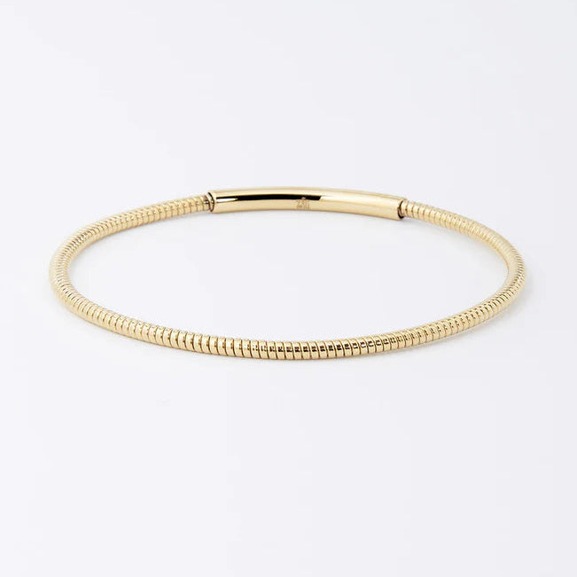 Bracelet jonc Marion ZAG acier inoxydable fin argenté ou doré bracelet strié avec détail lisse femme Divinity Sète