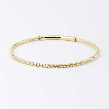 Bracelet jonc Marion ZAG acier inoxydable fin argenté ou doré bracelet strié avec détail lisse femme Divinity Sète