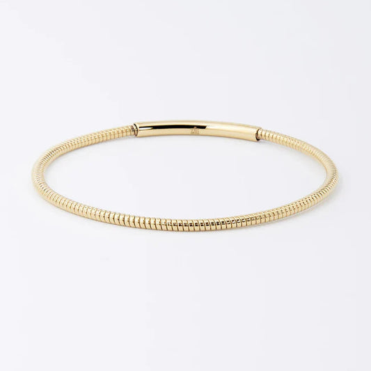 Bracelet jonc Marion ZAG acier inoxydable fin argenté ou doré bracelet strié avec détail lisse femme Divinity Sète
