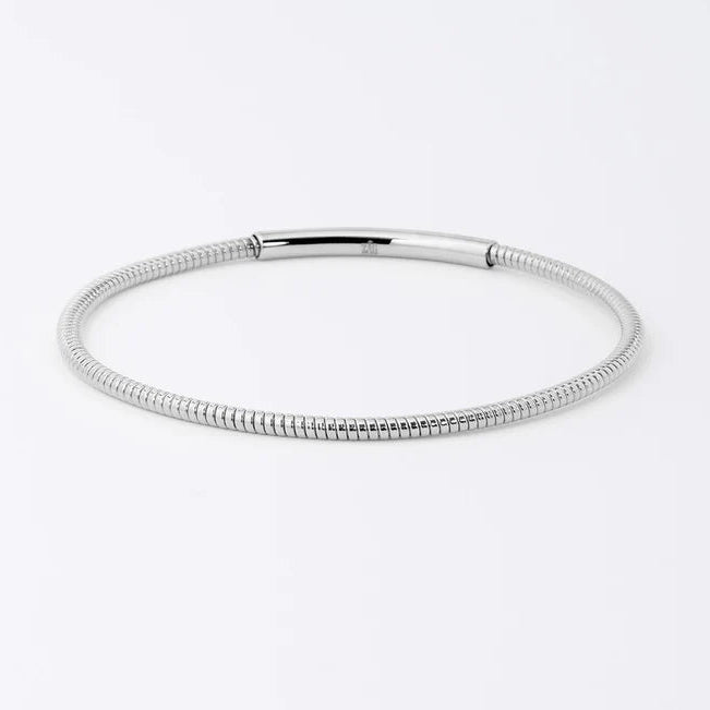 Bracelet jonc Marion ZAG acier inoxydable fin argenté ou doré bracelet strié avec détail lisse femme Divinity Sète