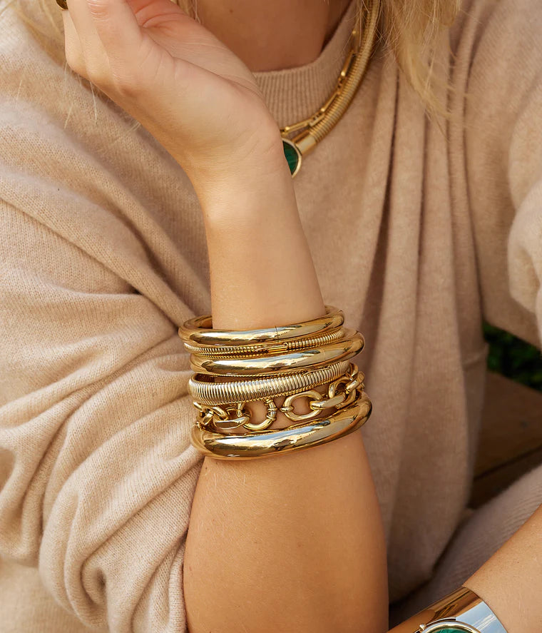 Bracelet jonc Mave ZAG acier inoxydable argenté ou doré bracelet rigide lisse minimaliste femme Divinity Sète