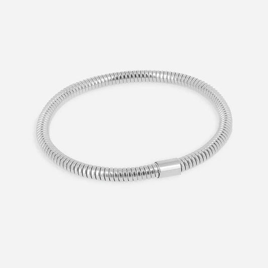 Bracelet jonc Nadège ZAG acier inoxydable fin argenté ou doré bracelet tube strié tendance femme Divinity Sète