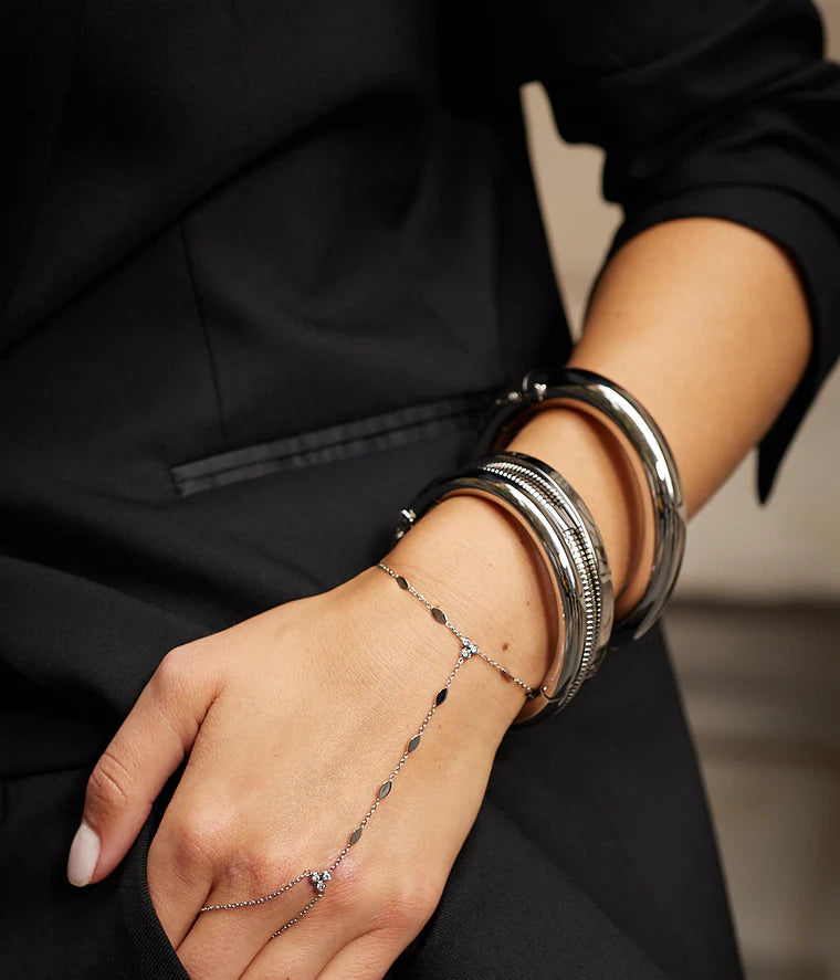 Bracelet jonc Nadège ZAG acier inoxydable fin argenté ou doré bracelet tube strié tendance femme Divinity Sète