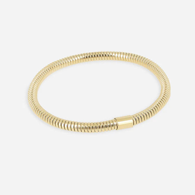 Bracelet jonc Nadège ZAG acier inoxydable fin argenté ou doré bracelet tube strié tendance femme Divinity Sète