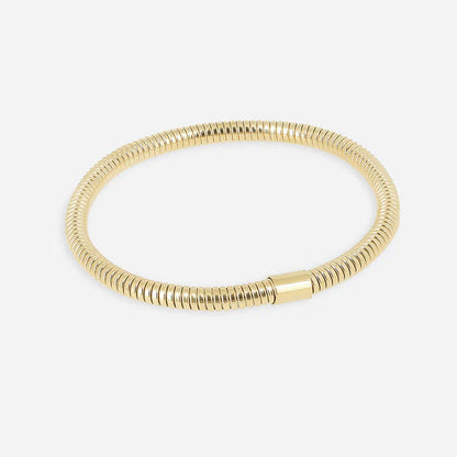 Bracelet jonc Nadège ZAG acier inoxydable fin argenté ou doré bracelet tube strié tendance femme Divinity Sète