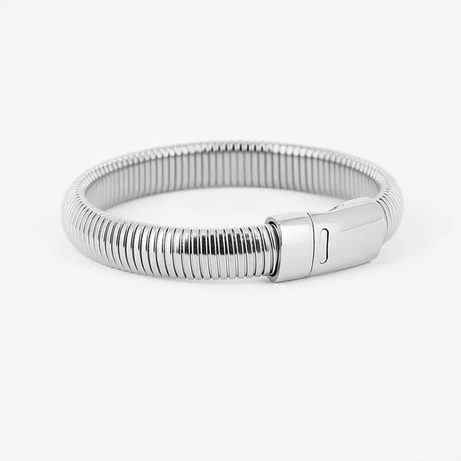 Bracelet jonc Naja ZAG acier inoxydable doré argent effet tubogas femme Divinity Sète