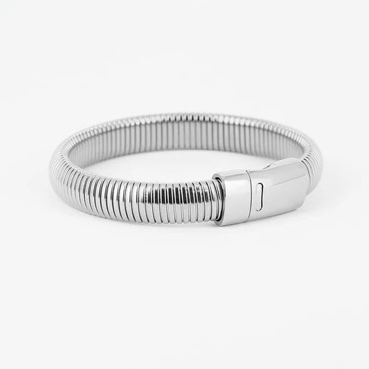 Bracelet jonc Naja ZAG acier inoxydable doré argent effet tubogas femme Divinity Sète