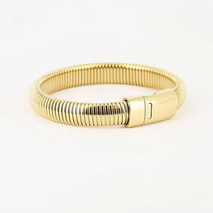 Bracelet jonc Naja ZAG acier inoxydable doré argent effet tubogas femme Divinity Sète