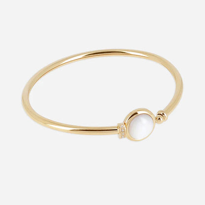 Bracelet jonc Néri doré pierre blanche femme élégant Divinity Sète