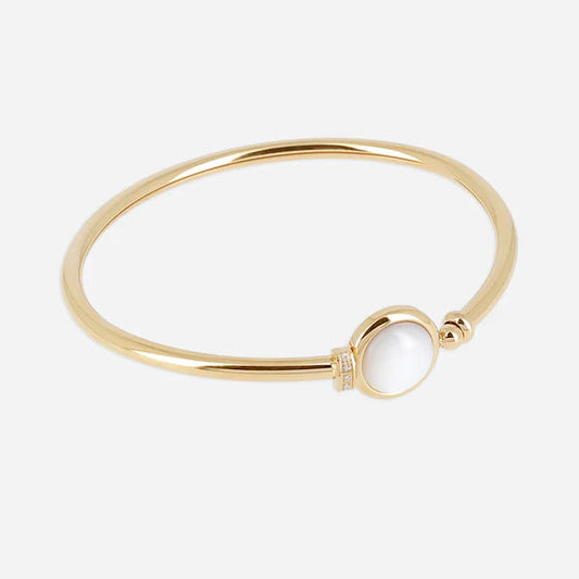 Bracelet jonc Néri doré pierre blanche femme élégant Divinity Sète