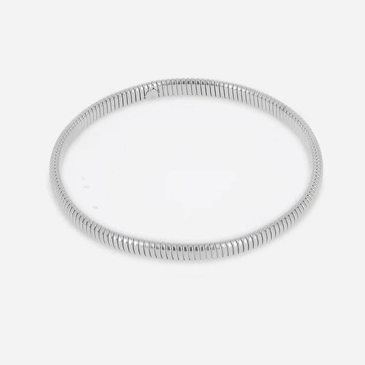 Bracelet jonc Pamela argent maille serpent minimaliste femme Divinity Sète
