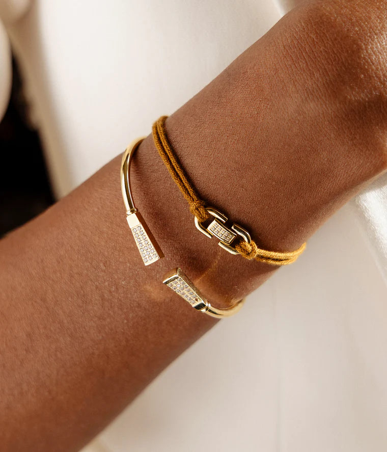Bracelet jonc Rueddos doré serti de strass acier femme élégant Divinity Sète