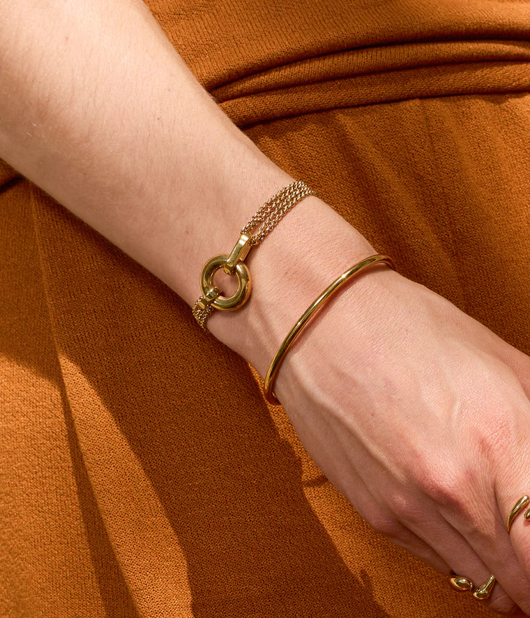 Bracelet jonc San ZAG acier inoxydable doré fin ouvert minimaliste femme Divinity Sète