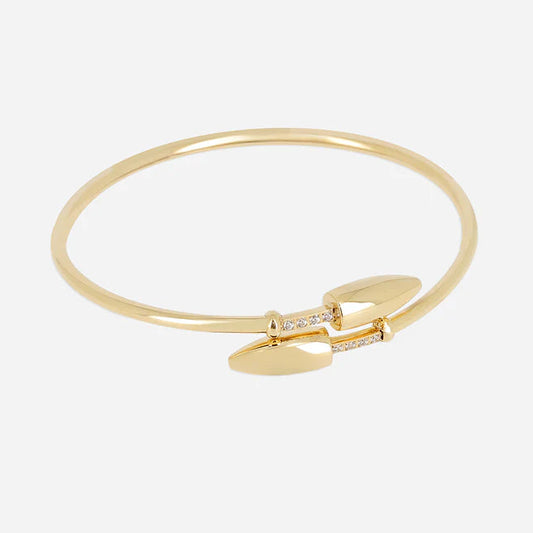 Bracelet jonc Sermano doré serti de strass acier fin femme élégant Divinity Sète