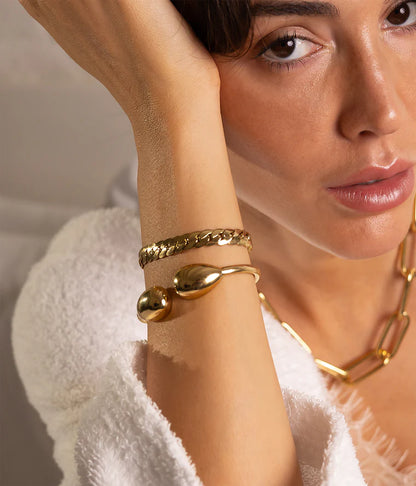 Bracelet jonc Teru gouttes dorées femme élégant Divinity Sète