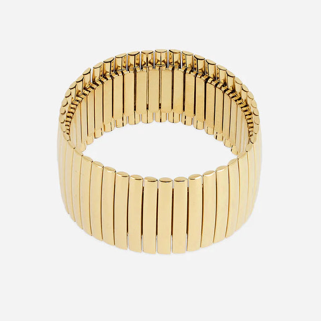 Bracelet jonc Wilona large doré extensible femme effet manchette Divinity Sète