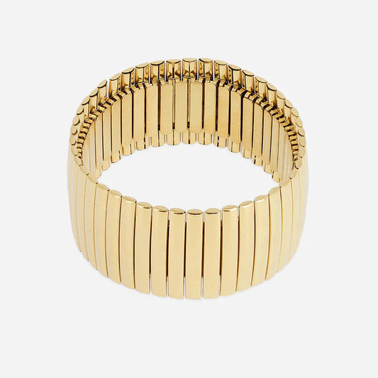 Bracelet jonc Wilona large doré extensible femme effet manchette Divinity Sète