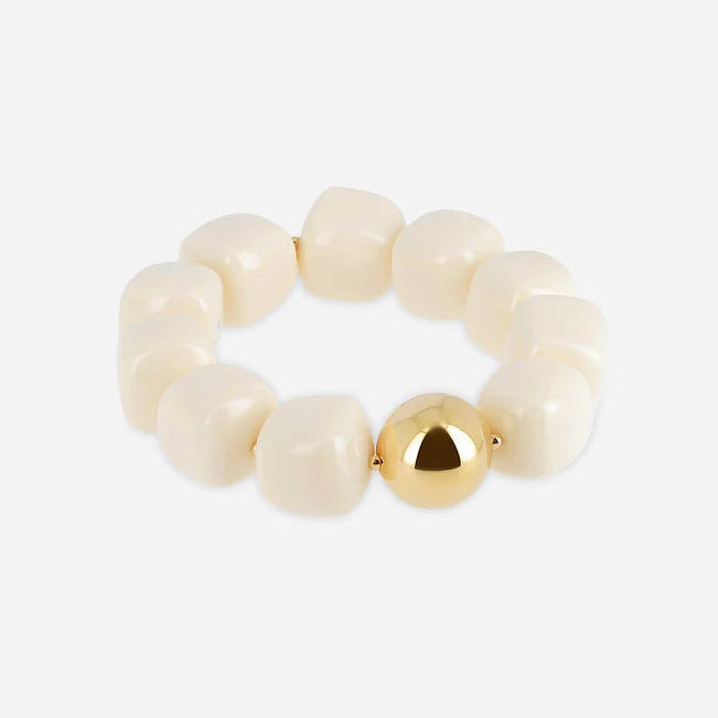Bracelet Laios ZAG en grosses perles de résine colorée avec perle dorée