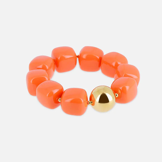 Bracelet Laios ZAG en grosses perles de résine colorée avec perle dorée