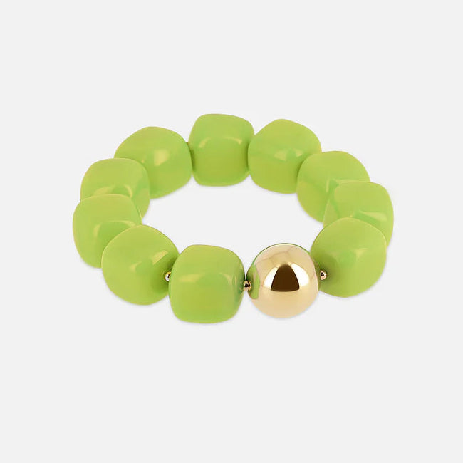 Bracelet Laios ZAG en grosses perles de résine colorée avec perle dorée