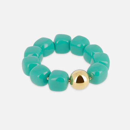 Bracelet Laios ZAG en grosses perles de résine colorée avec perle dorée