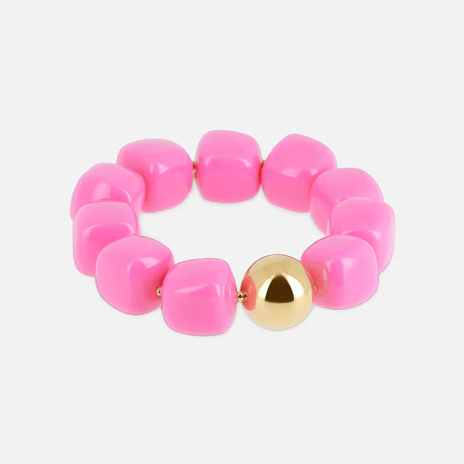 Bracelet Laios ZAG en grosses perles de résine colorée avec perle dorée