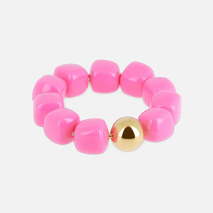 Bracelet Laios ZAG en grosses perles de résine colorée avec perle dorée