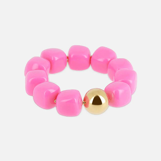 Bracelet Laios ZAG en grosses perles de résine colorée avec perle dorée