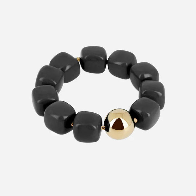 Bracelet Laios ZAG en grosses perles de résine colorée avec perle dorée