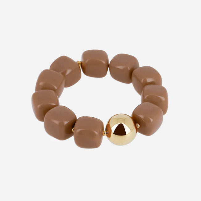Bracelet Laios ZAG en grosses perles de résine colorée avec perle dorée