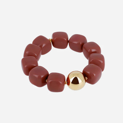 Bracelet Laios ZAG en grosses perles de résine colorée avec perle dorée