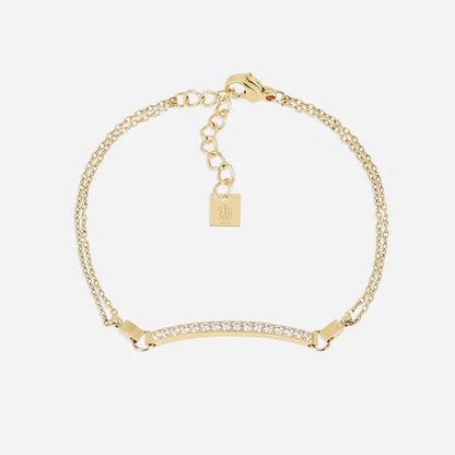 Bracelet Lauria Zag doré avec barre sertie de strass