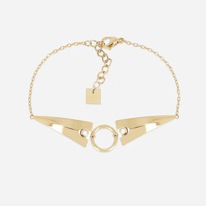 Bracelet Marcello ZAG en acier inoxydable doré avec design géométrique, anneau central et zirconiums