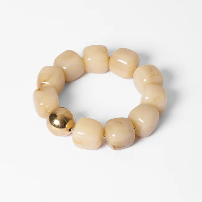 Bracelet Œdipe ZAG en grosses perles de résine colorée avec perle dorée