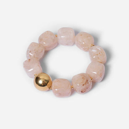 Bracelet Œdipe ZAG en grosses perles de résine colorée avec perle dorée