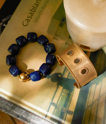 Bracelet Œdipe ZAG en grosses perles de résine colorée avec perle dorée