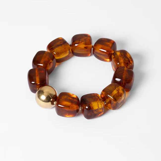 Bracelet Œdipe ZAG en grosses perles de résine colorée avec perle dorée