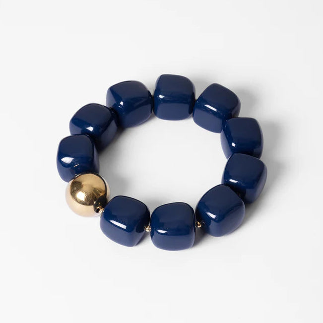 Bracelet Œdipe ZAG en grosses perles de résine colorée avec perle dorée