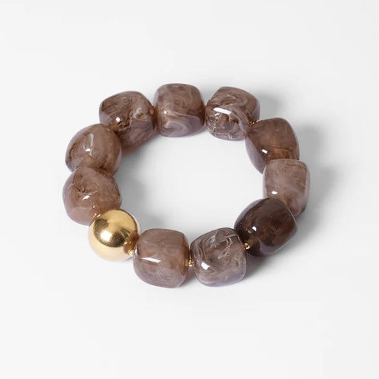Bracelet Œdipe ZAG en grosses perles de résine colorée avec perle dorée
