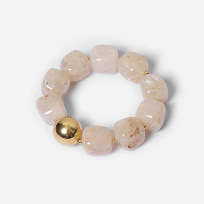 Bracelet Œdipe ZAG en grosses perles de résine colorée avec perle dorée