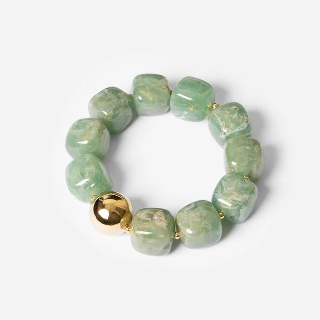 Bracelet Œdipe ZAG en grosses perles de résine colorée avec perle dorée
